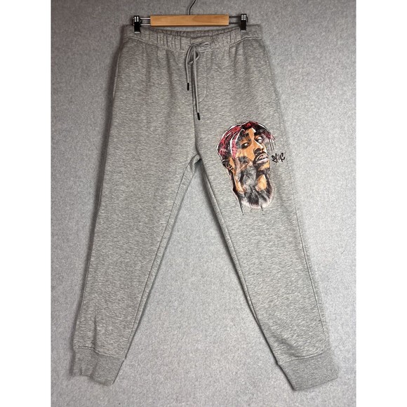 Tupac JoggerAdult XL Sweatpants Fleece Gray Drawstring Pedrini Paris